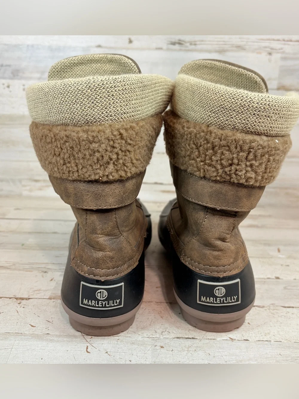 Marleylilly Duck Boots Brown Black Lace Up Waterproof Women’s Size 8